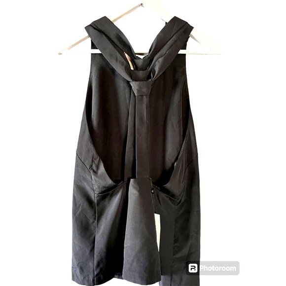 NWT KEEPSAKE The Label Triple Tie Halter Top Black Sz XL Strappy Open Back Silky - Picture 1 of 7